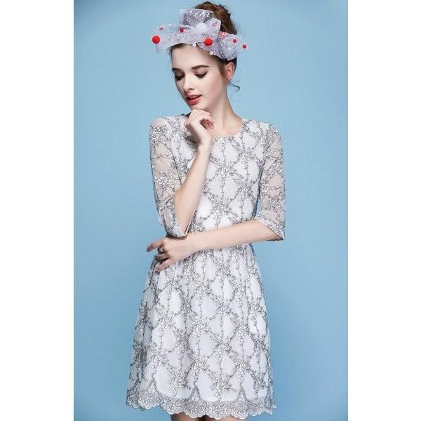 国内在庫 ミニドレス Aiuqf T5612 15秋冬新作上品花柄総レースワンピース白s 2l 人気no1 Europub Co Uk