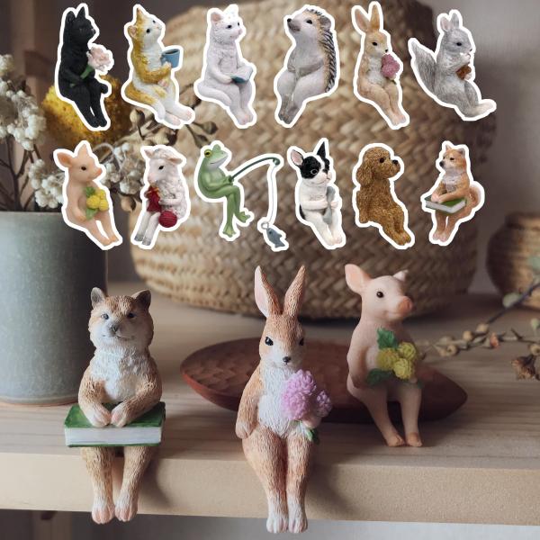 【美品】ねこ　うさぎ　いぬ　陶器　置物　インテリア　工芸品　美術品　A2524 美品】ねこ うさぎ いぬ 陶器 置物 インテリア 工芸品 美術品 A2524