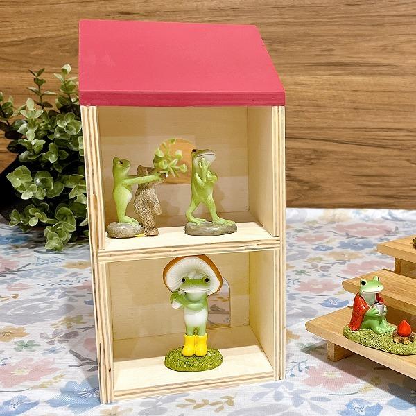 可愛い家型インテリア置物 ブリキ屋根　グリーン バウム 木 家 ハウス 手前屋根家 赤い屋根 S ナチュラル 83428 コポー