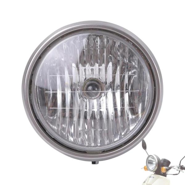 ヘッドライト トゥデイ AF61 AF67 対応 ハロゲン 12V 25W 純正タイプ メッキリム 社外品 交換用 補修 カスタム ギボシ端子付 原付 フロントライト 黄ばみ