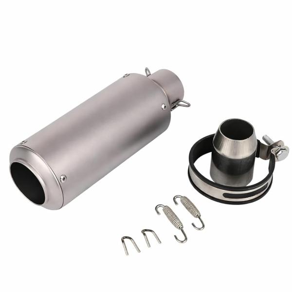 バイクマフラー 汎用 51mm スリップオン チタンカラー 排気パイプ (シルバー)