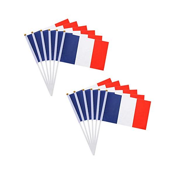 12枚フランス手旗，フランス国旗，フランスの旗，France flag，Drapeau france，手を振る旗,をを振る 祭り パーティー フラグ