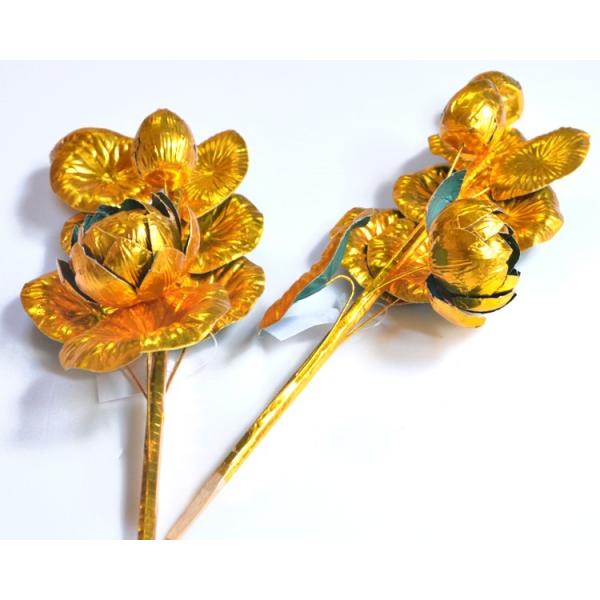 お盆飾り お盆用品 仏具 A 金蓮 三輪 2本入り 一対 お盆 盆飾り 迎え火 送り火 盆花 仏花 仏壇 盆棚 蓮 ハス お盆 お供え 飾り方 Buyee 日本代购平台 产品购物网站大全 Buyee一站式代购 Bot Online