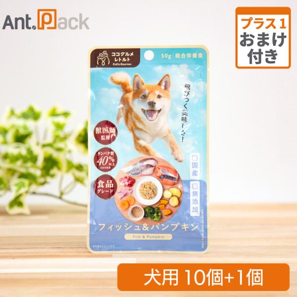 ココグルメ・レトルト フィッシュ&パンプキン 犬用 50g×10個＋おまけ1個（52091）