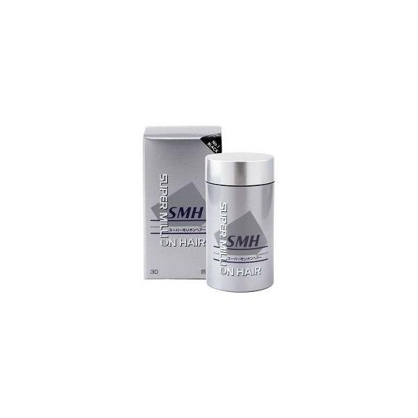 スーパーミリオンヘアー　30gブラック／ダークブラウン／グレー／ホワイト／ライトブラウンよりご選択いただけます。細かく裁断された繊維を、髪の毛の薄い部分にふりかけることにより、薄毛をカバーする商品です。特殊加工された人工毛（粉状）が静電気に...