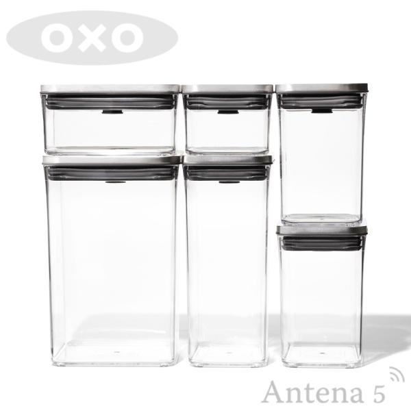 OXO（オクソー） ステンレスポップコンテナ 6ピースセット ストッカー