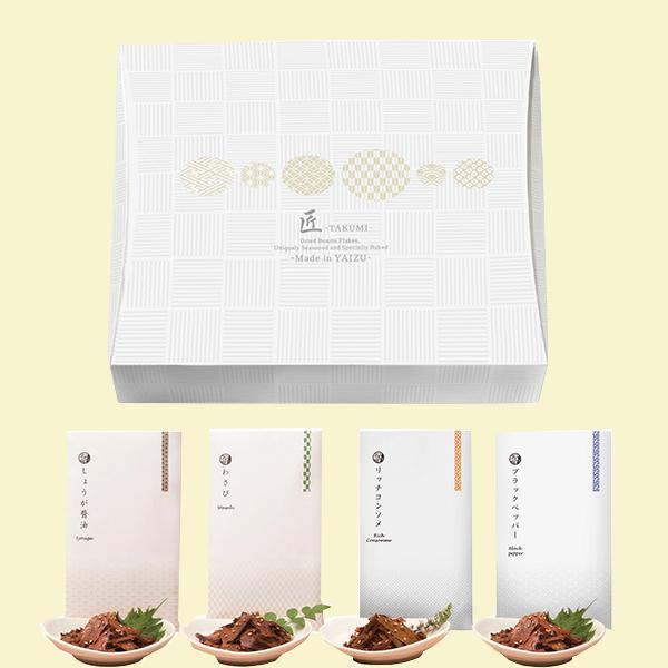 [セット内容]味付削り節（しょうが醤油・わさび・ブラックペッパー・リッチコンソメ）各12g[箱サイズ]約縦20×横19.5×高さ5cmこの商品はこのような用途(贈り物・プレゼント)におすすめです【引出物】【結婚内祝い】【出産内祝い】【法事・...