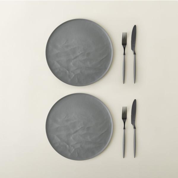 食器 食器セット ARAS ディナーセット 大皿 ウエーブ グリーングレー×2 フォーク×2 ナイフ×2 エイラス 割れにくい プレート 日本製 国産 食洗器使用可能