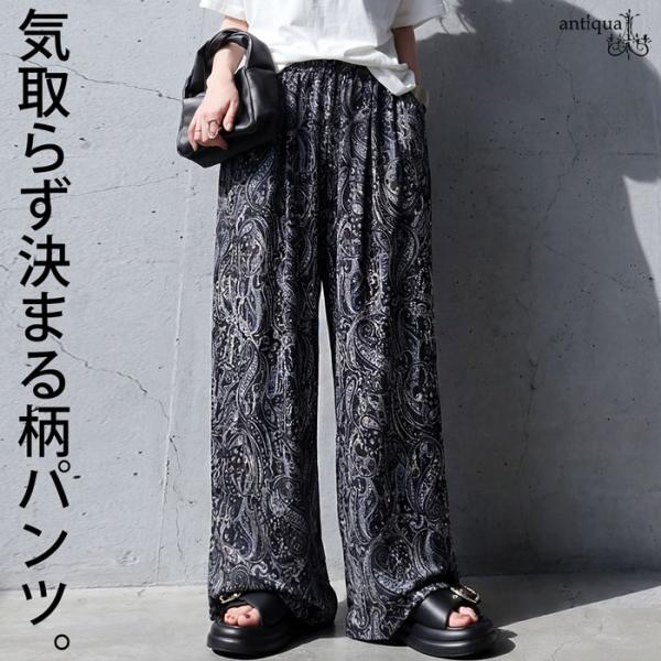 antiqua（アンティカ） ペイズリー柄 ワイドパンツ レディース ロング