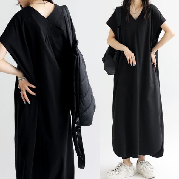 ワンピース レディース 半袖 ロング 無地 UVカット ・再入荷 100ptメール便可