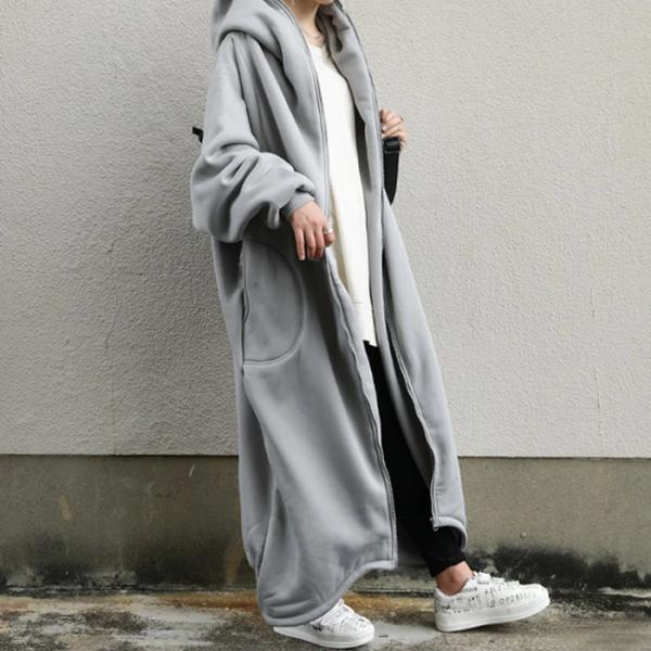 新品未使用　antiqua ジップ　ロングコート　裏起毛　ボア　フード付き 新品未使用 antiqua ジップ ロングコート 裏起毛 ボア フード