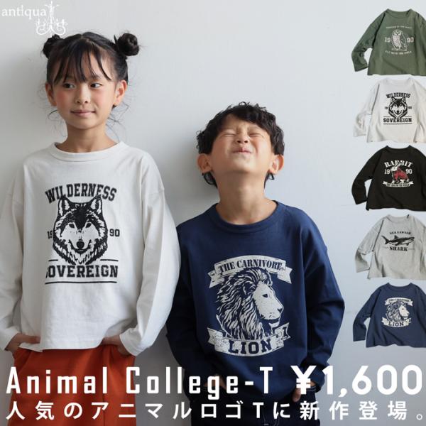 アニマル ロンT 綿100 長袖 クルーネック キッズ 子供服・100ptメール便可 TOY