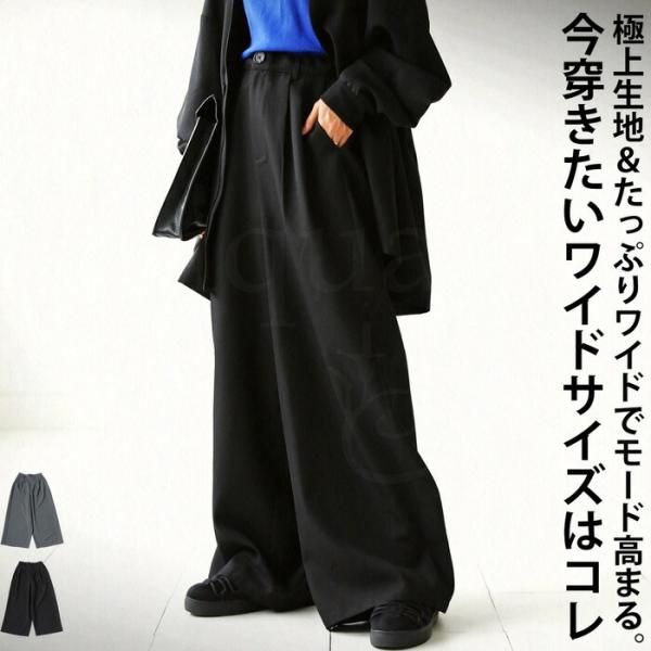 [新品,未使用]タックパンツ antiqua タックワイドパンツ パンツ レディース ボトムス ロング