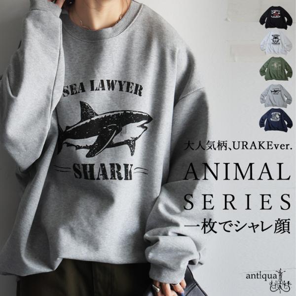 antiqua（アンティカ） アニマル カレッジロゴ 裏毛トレーナー