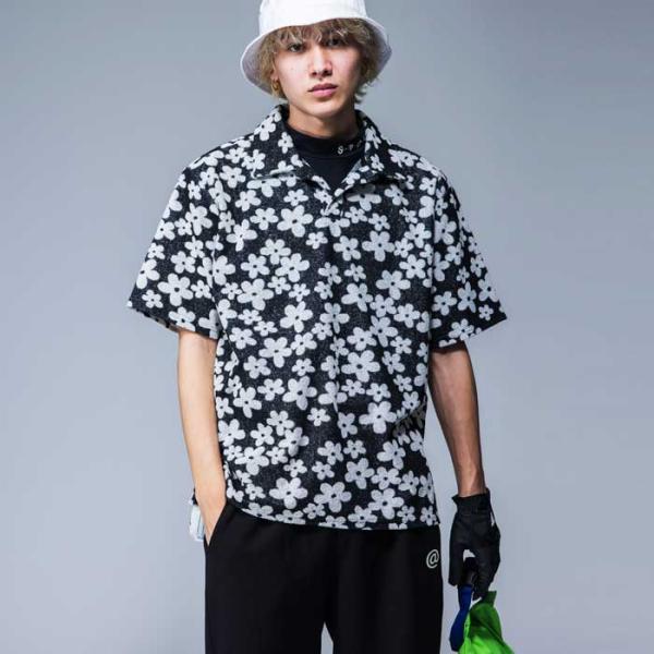 antiqua（アンティカ） ANTIQUA GOLF×STCH 花柄 開襟トップス メンズ