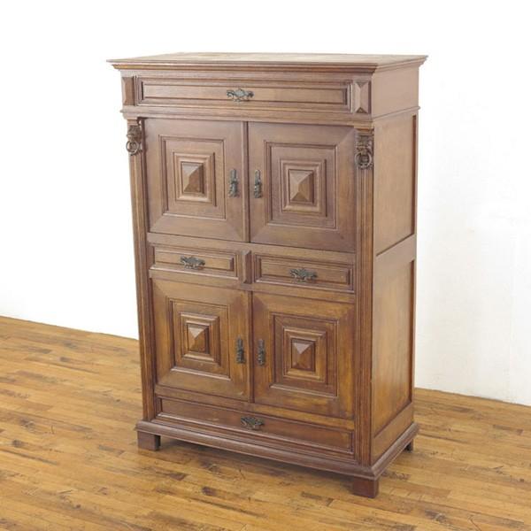 19年頃フランスアンティーク家具オーク材キャビネット 食器棚に 味わい深いアンティーク家具 アンティークフレックス