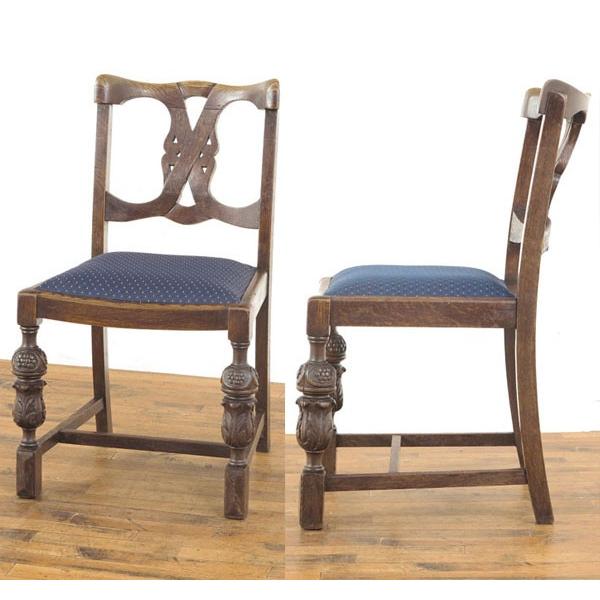 張替済ダイニングチェア a 個性的な背もたれのデザイン どっしりとしたブル