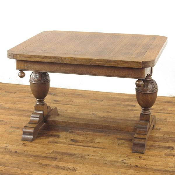 ドローリーフテーブル 大きめサイズもポイント オーク材の木目 彫刻も魅力 19