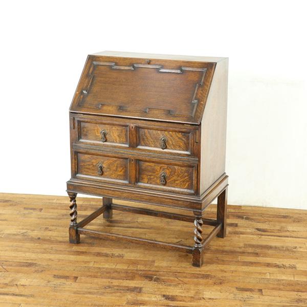 ライティングビューロー 美しい杢目も魅力 ツイストレッグ 引き出し 机