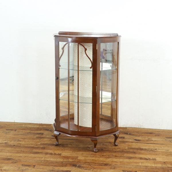 イギリス チャイナキャビネット ショーケース 背面ミラー 飾り棚