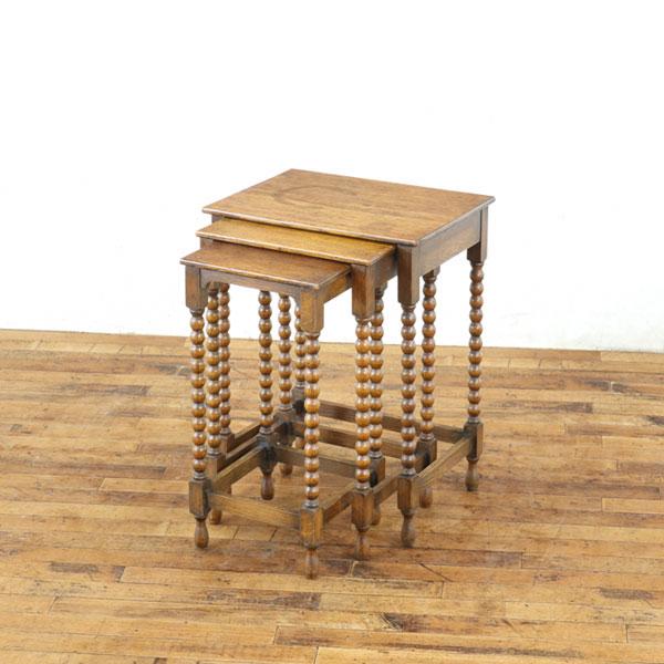小ぶりなサイズ ネストテーブル ウッドトップ ボビンレッグ イギリス