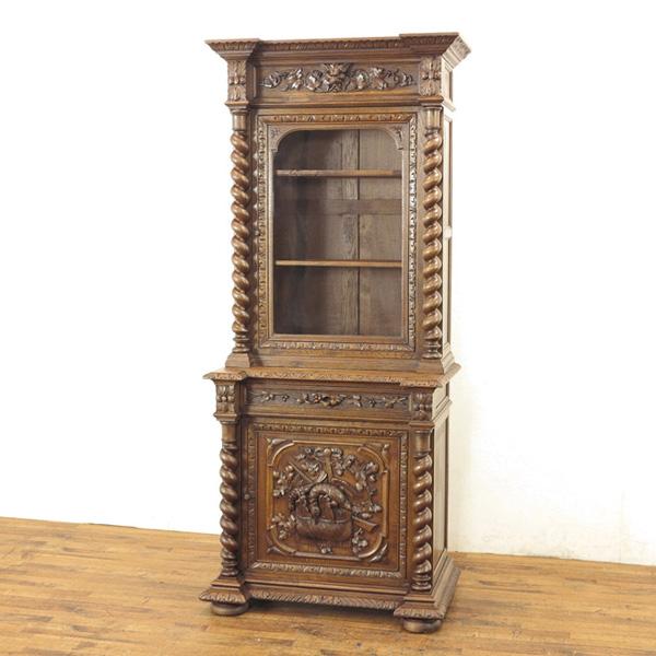 アンティーク キャビネット ハンティングスタイル 素晴らしい彫刻 収納