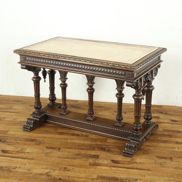 ライブラリーテーブル ルネサンス様式のテーブル 素晴らしい彫刻 書斎