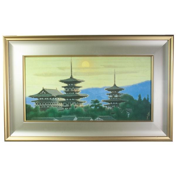 平山郁夫 「黎明薬師寺」 工芸画岩絵具方式 : アンティーク慈光 - 通販