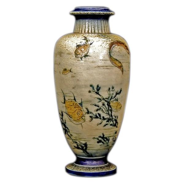 R.W.Martin Brothers 花瓶 「魚、水草模様」 1889年 : アンティーク