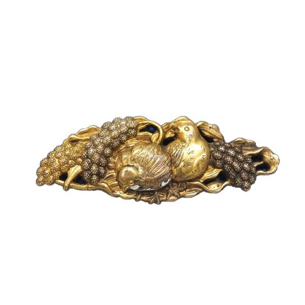 彫金『鳥の浮彫りアート』 帯留 金張 彫金鳥図 : アンティーク慈光 - 通販 - Yahoo!ショッピング