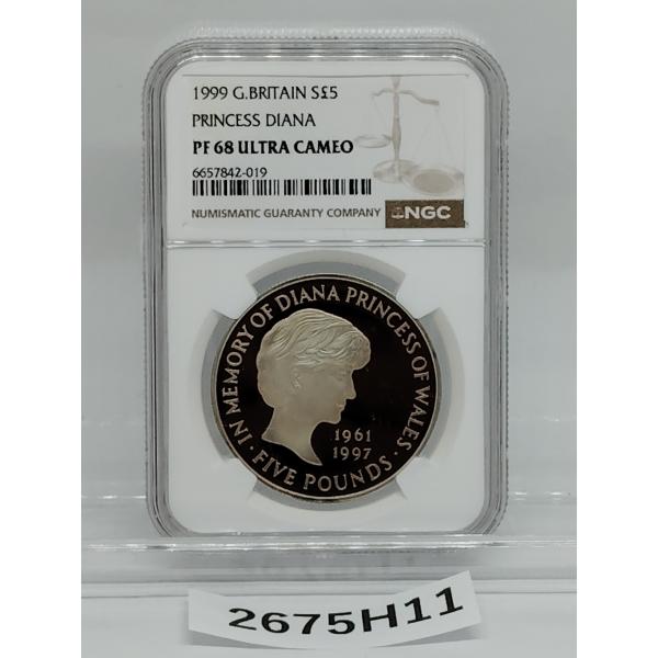 NGC 1999 ダイアナ妃追悼記念 PF68 ウルトラカメオ 5ポンドプルーフ銀貨 ULTRA CAMEO [2675H11]