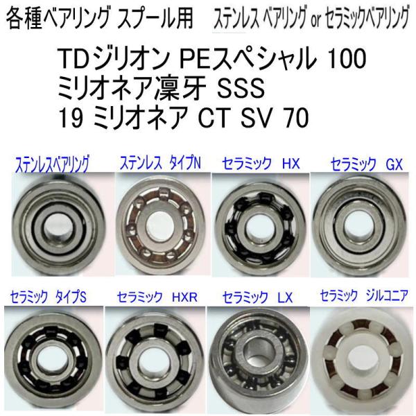 1600円から【ダイワ  スプール用 適合機種】TDジリオン PEスペシャル 100/ミリオネア凜牙 SSS/19 ミリオネア CT SV 70 各種 ベアリング  (10-3-4 8-3-4mmセット)