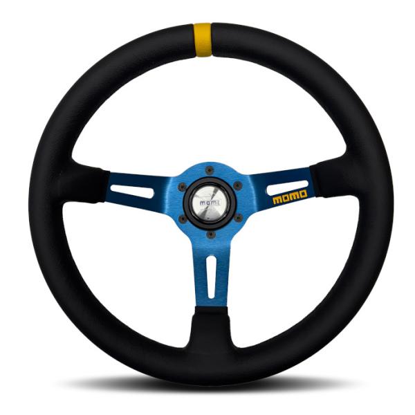 MOMO 正規品 モモ ステアリング MOD.08 BK LEATHER BLUE SPOKES