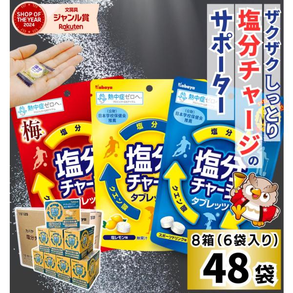 カバヤ 塩分チャージタブレッツ 81g × 48袋 / 個別包装 塩分チャージタブレット 塩タブレット 塩分 塩分補給 塩分チャージ 熱中症防止 熱中症対策 猛暑
