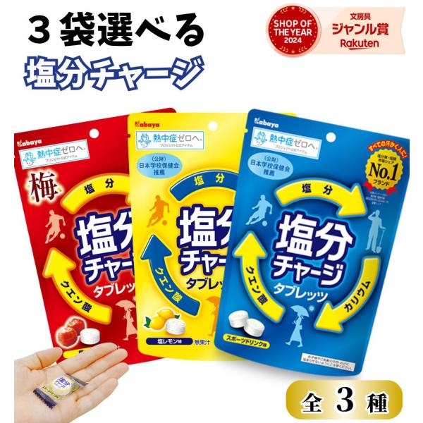 【 3袋選べる 塩分チャージタブレッツ 】カバヤ 81g × 3袋 / 個別包装 塩分チャージタブレット 塩タブレット 塩分 塩分補給 塩分チャージ 熱中症防止