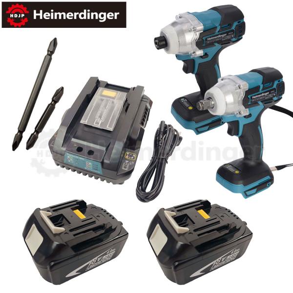 インパクトドライバー＆レンチ セット 防滴 防塵 全て マキタ  互換 本体+3.0Ah電池ｘ2個+急速充電器 ブラシレス 国内正規 18V Heimerdinger 送料無料