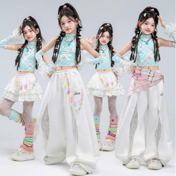 女の子 ジャズ ダンス 衣装 チアダンス 演出服 ベスト ダボ感 レース