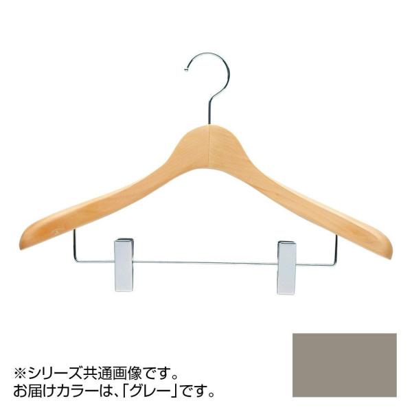 日本製 木製ハンガーメンズ用 T 4123 セール価格 グレー クリップ付 肩幅42cm 肩厚4cm 5本セット