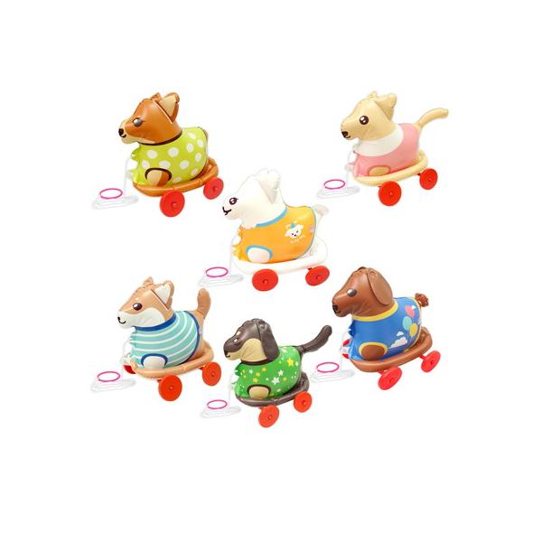 ヒモを引いてコロコロ♪かわいいわんちゃん大集合！サイズ（約）：W26×H25×D20cm　6種アソート※この商品はエアーコンプレッサーを使ってふくらまさないで下さい。※返品(返金・交換)対象外商品