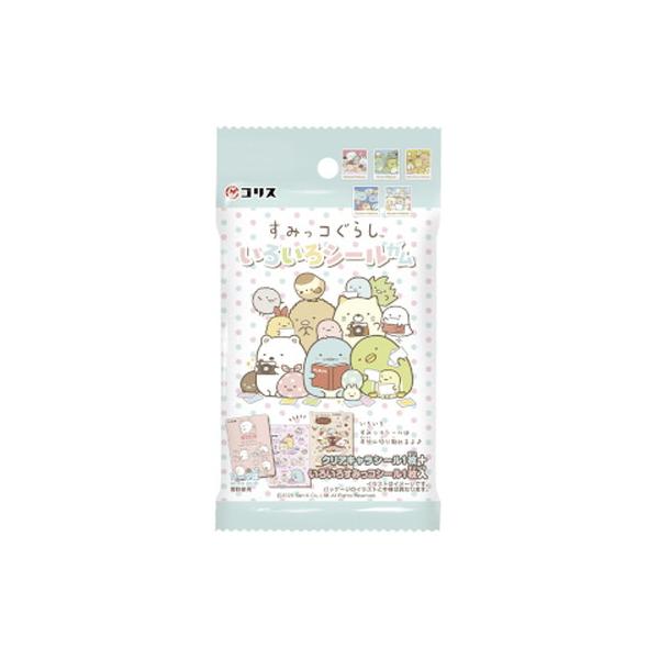 『すみっコぐらし』のいろんな姿のシールが入ったガムが登場！各キャラクターの紹介が入ったクリアシールといろいろな姿がたくさん見られる見開きのキャラクター型シール２種類のシールが入ってボリュームたっぷり♪ガムは爽やかで甘くジューシーなソーダ味！