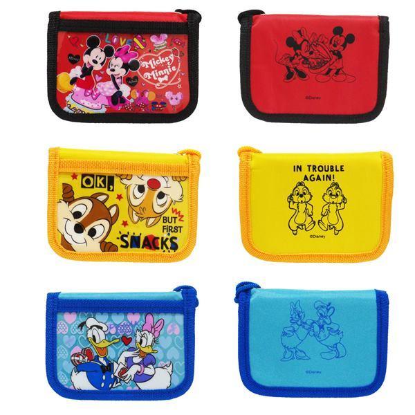 ディズニー グッズ 財布 子供用 折りたたみ ウォレット ラウンドジップ式 ストラップ付き 収納 ミッキー ミニー ドナルド デイジー チップ デール Disney