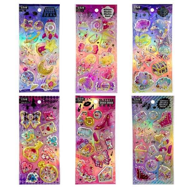 グリッターシャカシャカシール 12入 景品 おもちゃ 子供会 お祭り