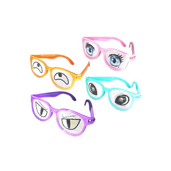 目が描かれた表情付のメガネです。パッケージサイズ（約）：H220×W80mm　4種アソート※返品(返金・交換)対象外商品