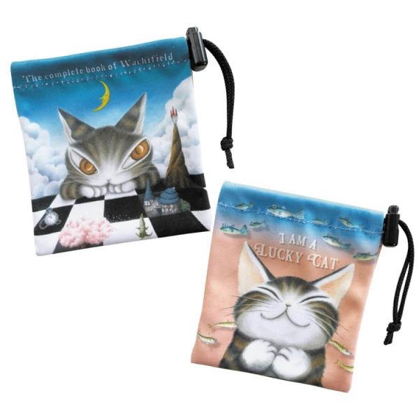 ダヤン 巾着 わちふぃーるど  アートミニ巾着 （チェッカーボード/うんのいいねこ） 巾着袋  小物入れ   猫 猫柄 猫好き ネコ ねこ 猫のダヤン ダヤングッズ