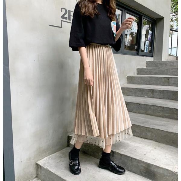 人気のファッショントレンド ぜいたくベージュ プリーツ スカート