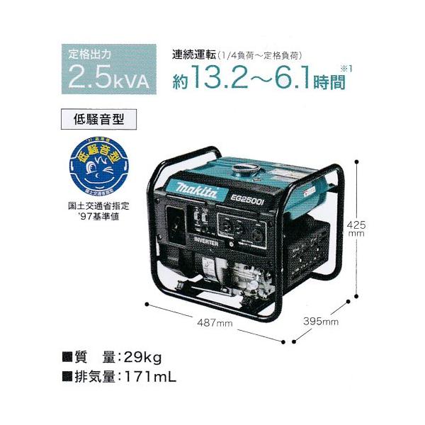マキタ EG2500I インバーター発電機　ヤマハ　EF2500i EG2500I インバータ発電機 1台 マキタ 【通販モノタロウ】