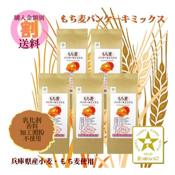 もち麦 パンケーキ ミックス 200ｇ×5 兵庫県産小麦・もち麦使用 寺尾製粉所