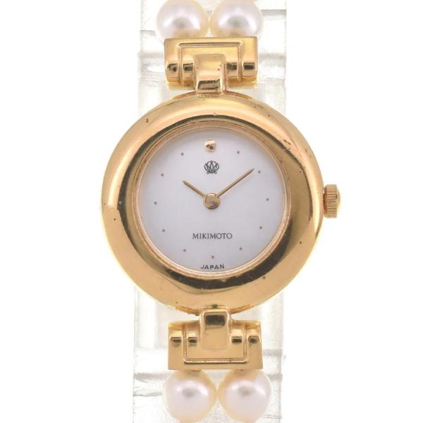 MIKIMOTO 腕時計 MIKIMOTO ミキモト 時計 二針 YG/革 イエローゴールド レザー 8