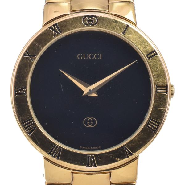 GUCCI（グッチ） GUCCI 3300M GP ブラック クォーツ メンズ 良品