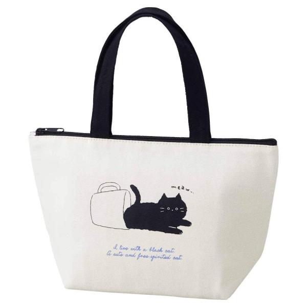 ランチバッグ 保冷 black cat ネコ 保冷バッグ お弁当袋 弁当袋 ランチトート トートバッグ 黒猫 遠足 チャック付き